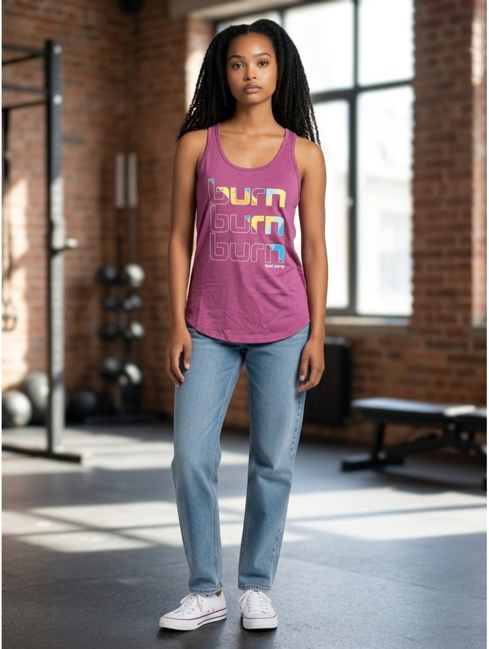#111 Burn Boot Camp Burn Graphic Tank Top Purple Size S